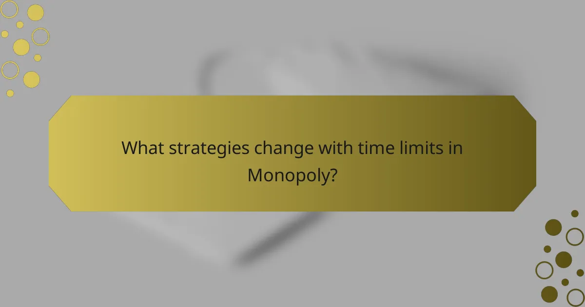 What strategies change with time limits in Monopoly?